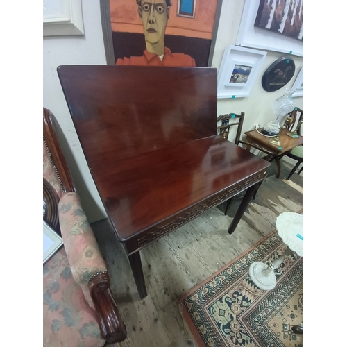 87 - Georgian Mahogany Tea Table with Chippendale Fretwork Frieze
