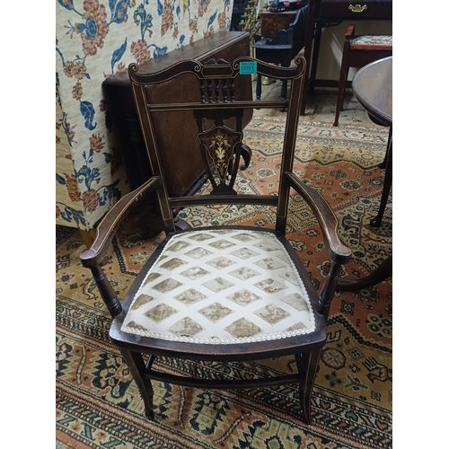 91 - Edwardian Inlaid Mahogany Low Armchair