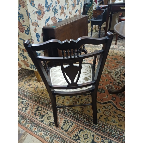 91 - Edwardian Inlaid Mahogany Low Armchair