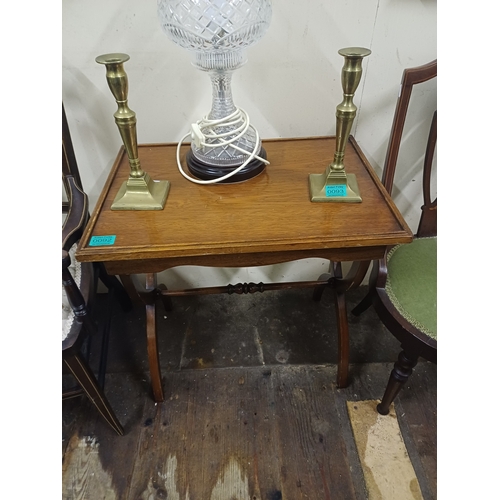 92 - Vintage Mahogany Occasional Table on an X Frame Stretcher Base