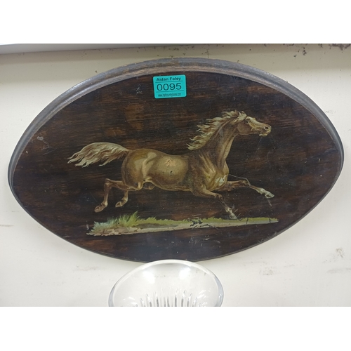 95 - Oval Painted Panel of a Galloping Horse