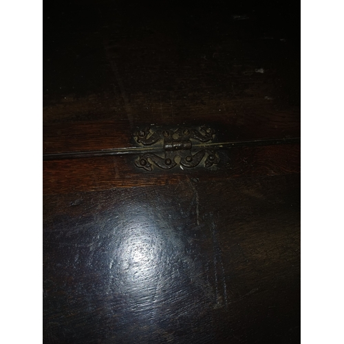 219 - Georgian Oak 3 Panel Coffer with Candlebox (hinges need replacing)