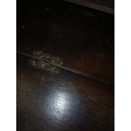 219 - Georgian Oak 3 Panel Coffer with Candlebox (hinges need replacing)