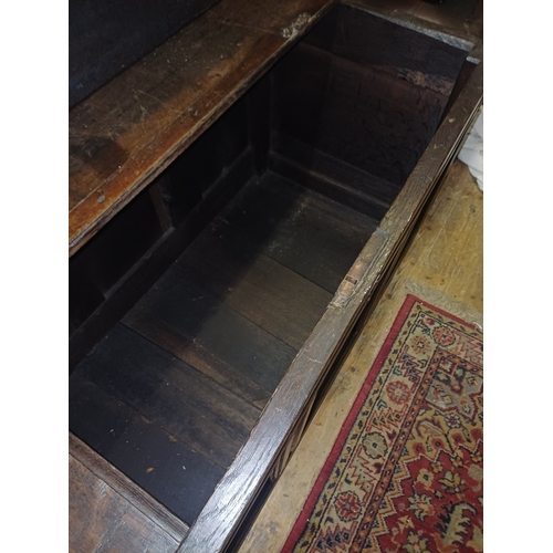 219 - Georgian Oak 3 Panel Coffer with Candlebox (hinges need replacing)