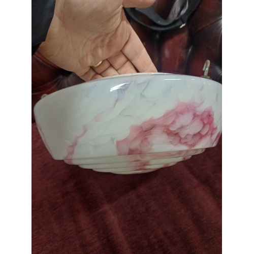 201 - Vintage Pink and White Mottled Glass Light Shade