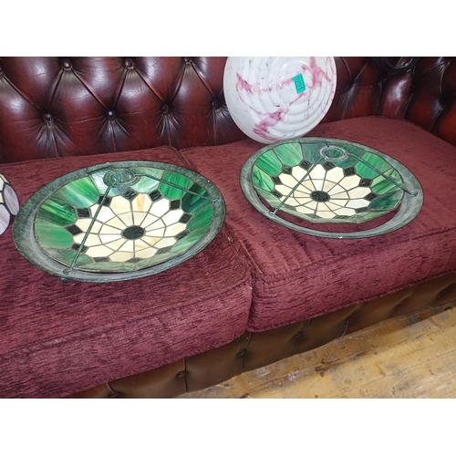 202 - Pair of Green Tiffany Style Ceiling Light Shades