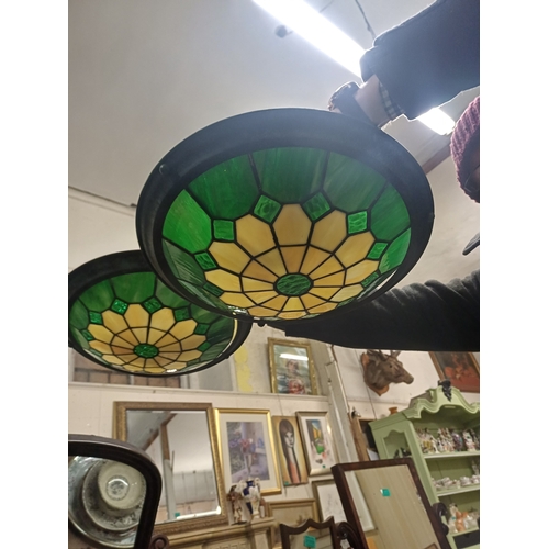 202 - Pair of Green Tiffany Style Ceiling Light Shades