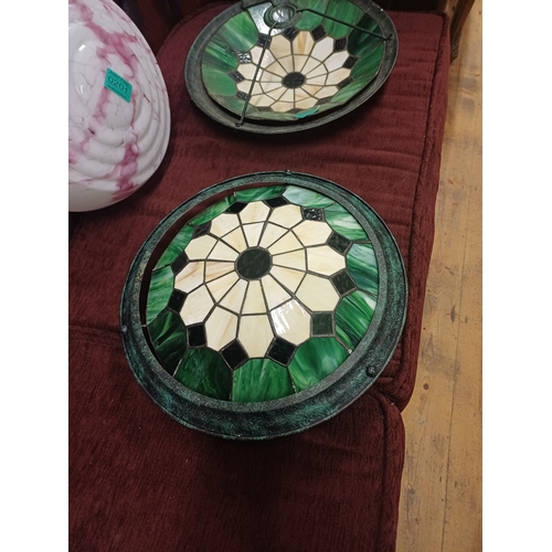 202 - Pair of Green Tiffany Style Ceiling Light Shades