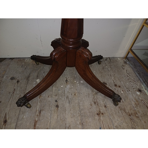 256 - 19th Century Mahogany Games Table on turned Colum with 4 splayed Legs