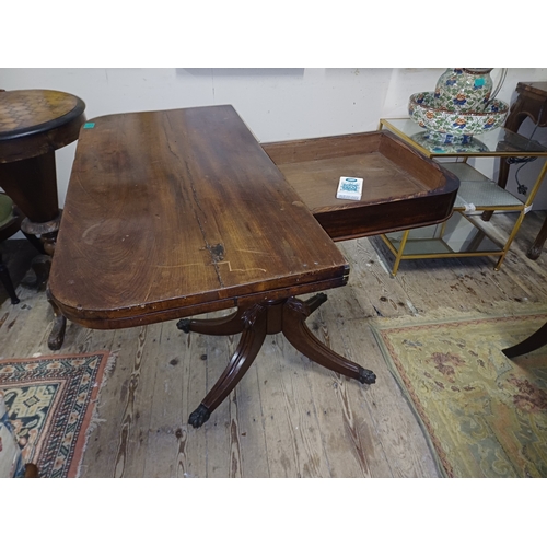 256 - 19th Century Mahogany Games Table on turned Colum with 4 splayed Legs