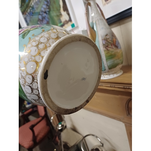 291 - Pair of 19th Century Handpainted Vases (35cm Tall)