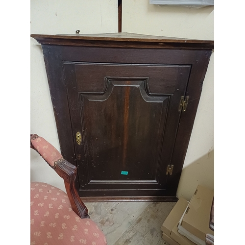 298 - Georgian Oak Blind Door Hanging Corner Cabinet
