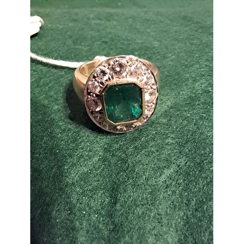 231 - 18 Carat Gold Emerald and Diamond Ring. Size P