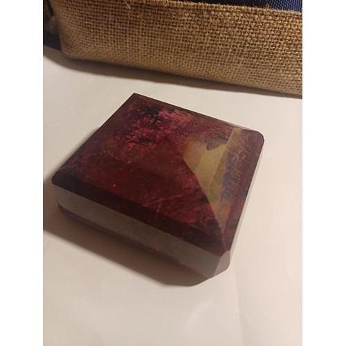 148 - Very Large Natural Square Cut Ruby Gemstone.  Size 87.5mm x 71mm x 36.5mm approx.  Its a nice solid ... 