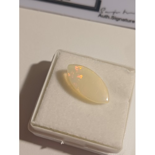 149 - Natural Marquise Cabochon Fire Opal Gemstone.  2.150 carats.  GLI Cert