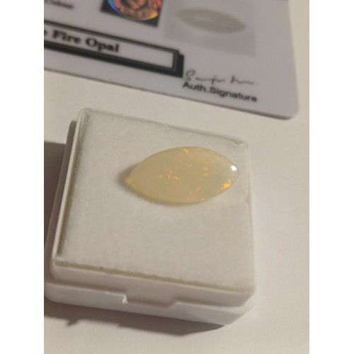 149 - Natural Marquise Cabochon Fire Opal Gemstone.  2.150 carats.  GLI Cert