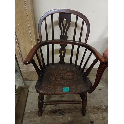 299 - 19th Century Elm and Ash Child's Windsor Chair (stamped Makers name)