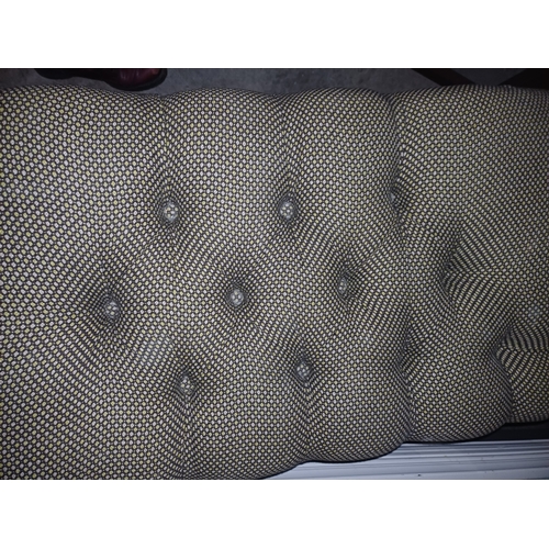 12 - Upholstered Stool or Window Seat on Mahogany Base with Brass Castors