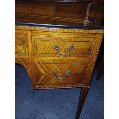 16 - Edwardian Satinwood 3 Piece Bedroom Suite consisting 3 Door Wardrobe with Centre Mirror Door, Dressi... 