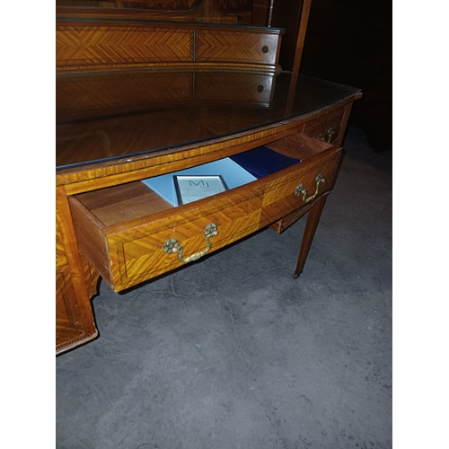 16 - Edwardian Satinwood 3 Piece Bedroom Suite consisting 3 Door Wardrobe with Centre Mirror Door, Dressi... 