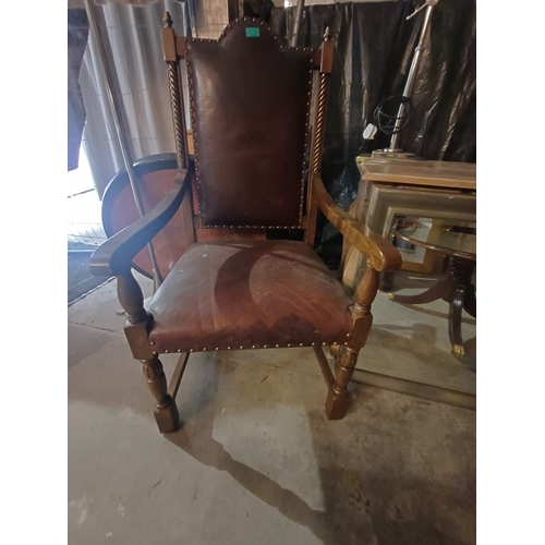 2 - Pair of Oak Throne Style Armchairs