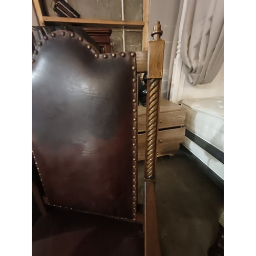 2 - Pair of Oak Throne Style Armchairs