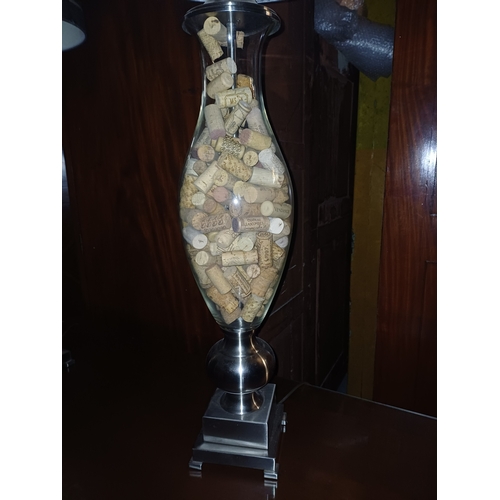 20 - Pair of Tall Glass Table Lamps with Shades