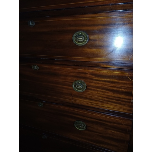 25 - Fine Early Victorian Mahogany Compactum Wardrobe with 6 Graduated Centre Drawers Flanked by 2 Full L... 