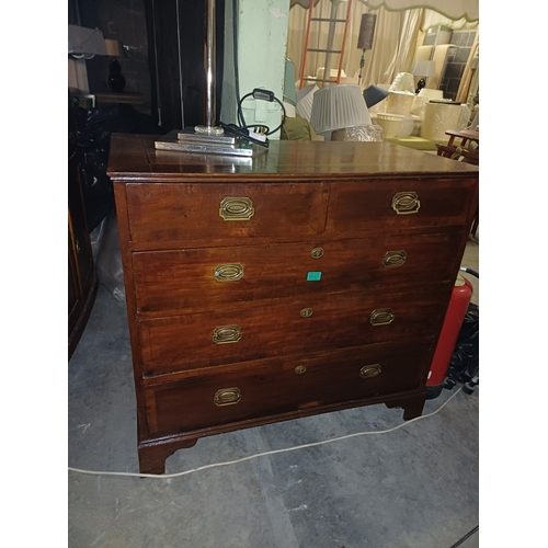 27 - Georgian Mahogany Inlaid Chest of 2 Short over 3 Long Graduated Drawers on Bracket Feet