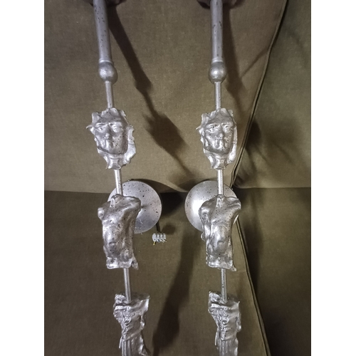30 - Pair of Decorative Silver Colour Wall Lights