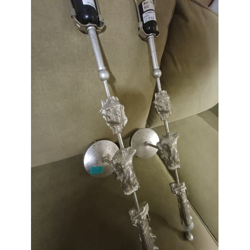30 - Pair of Decorative Silver Colour Wall Lights