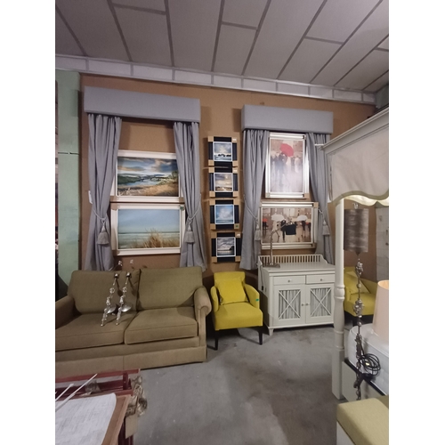 32 - 2 Pairs of Grey Colour Lined Curtains with Tie Backs and Pelmets (each Pair 160cm Wide x 260cm Drop ... 