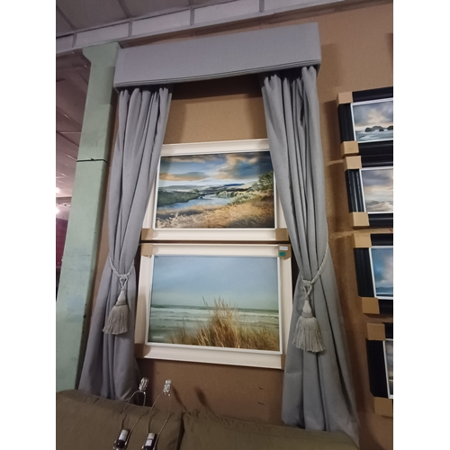 32 - 2 Pairs of Grey Colour Lined Curtains with Tie Backs and Pelmets (each Pair 160cm Wide x 260cm Drop ... 