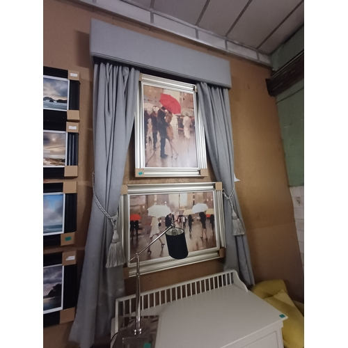 32 - 2 Pairs of Grey Colour Lined Curtains with Tie Backs and Pelmets (each Pair 160cm Wide x 260cm Drop ... 