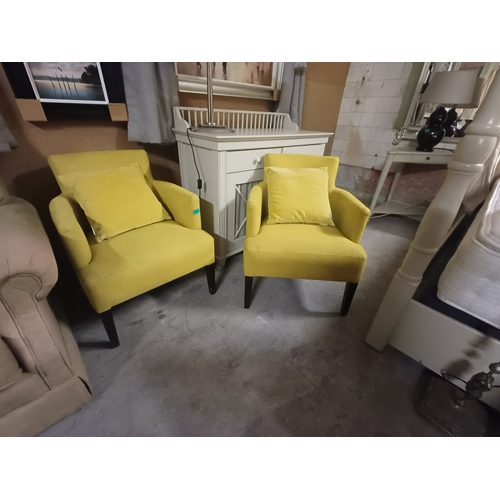 33 - Pair of Lime Green Upholstered Armchairs