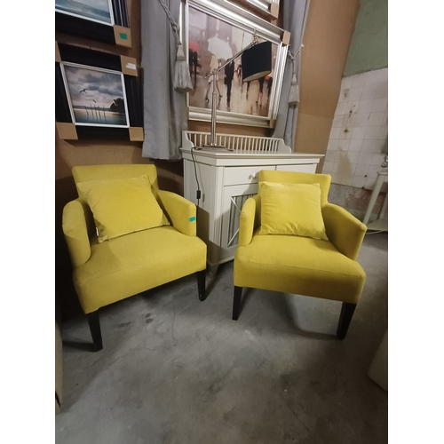 33 - Pair of Lime Green Upholstered Armchairs