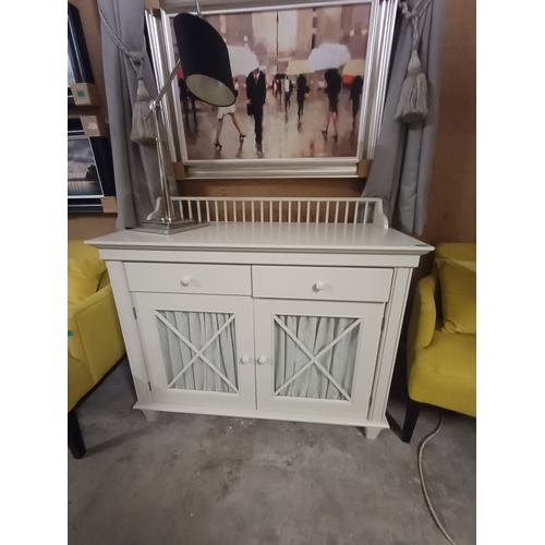 35 - Grey Painted 2 Door Side Cabinet with Gallery Back