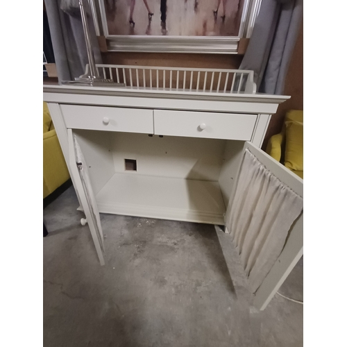35 - Grey Painted 2 Door Side Cabinet with Gallery Back