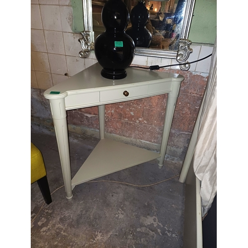 39 - Pair of Green Finish Corner Tables