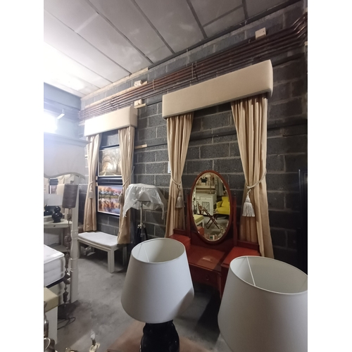 46 - Room 7 - 3 Pairs of Mustard Colour Curtains with Pelmets and Tie Backs (each Pair 160cm Wide x 265cm... 