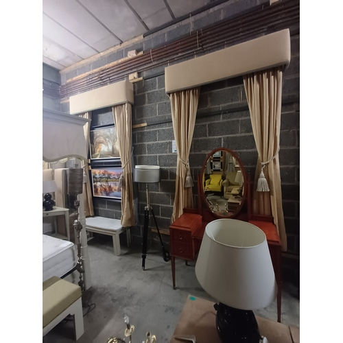 46 - Room 7 - 3 Pairs of Mustard Colour Curtains with Pelmets and Tie Backs (each Pair 160cm Wide x 265cm... 