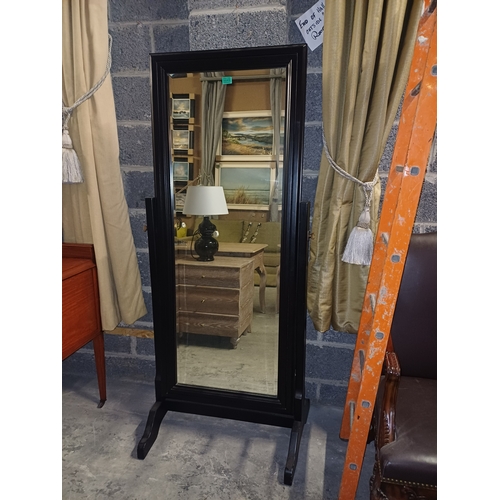 49 - Large Floor Standing Cheval Mirror - Black Frame