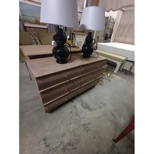 50 - Pair of Limed Oak 2 Drawer Bedside Tables