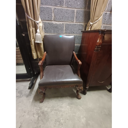 55 - Pair of Faux Leather Upholstered oversize Library Chairs