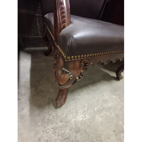 55 - Pair of Faux Leather Upholstered oversize Library Chairs