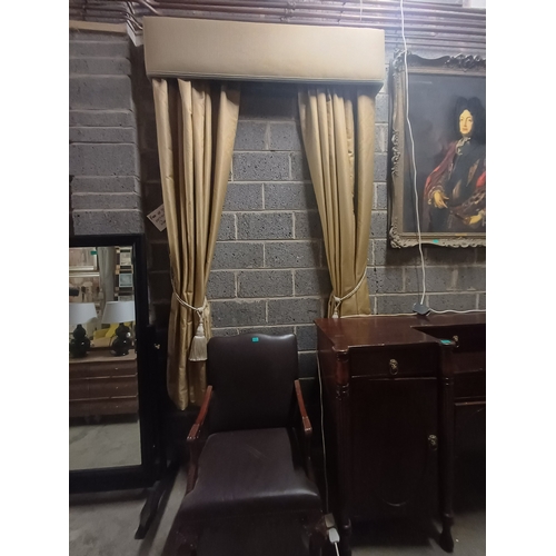 57 - Pair of Green Curtains with Pelmet 154cm W x 260cm D  (Please note all curtain sizes are approximate... 