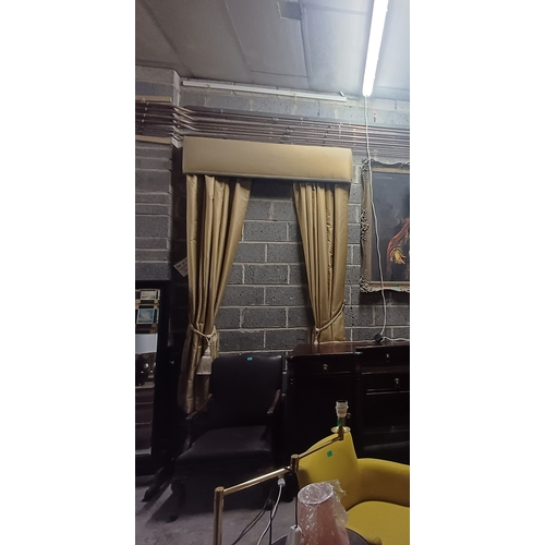 57 - Pair of Green Curtains with Pelmet 154cm W x 260cm D  (Please note all curtain sizes are approximate... 