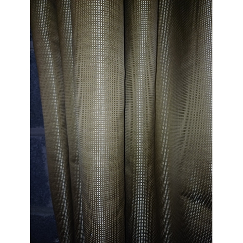 60 - Pair of Green Curtains with Pelmet and Tie Backs (154cm Wide x 260cm Drop approx)   (PLEASE NOTE ALL... 