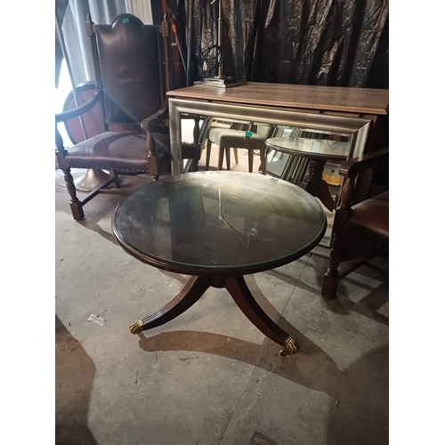 7 - Mahogany Circular Regency Style Coffee Table (76cm Diameter)