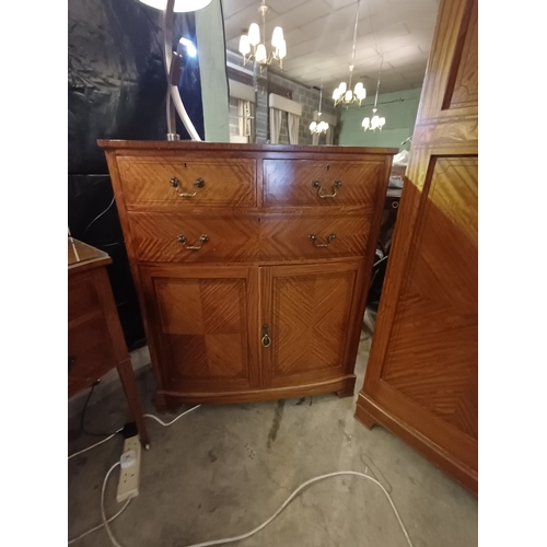 16 - Edwardian Satinwood 3 Piece Bedroom Suite consisting 3 Door Wardrobe with Centre Mirror Door, Dressi... 